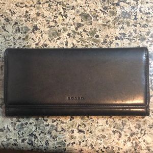 Coach black leather bifold used